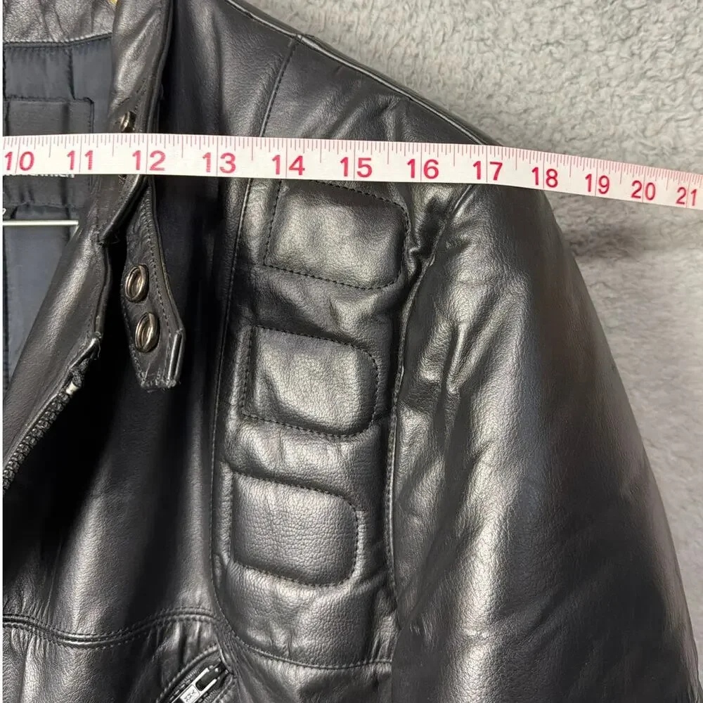 Vintage 1998 Wilsons Leather Moto Jacket Mens 40 Black Biker Y2K Motorcycle